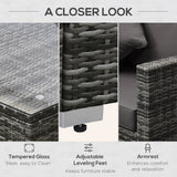 Outsunny 6 Piece Patio Furniture Set Outdoor Wicker Conversation Set All Weather PE Rattan Sectional Sofa Set with Ottoman, Cushions and Tempered Glass Table, Mixed Gray and Charcoal Outsunny