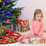 Marspark Merry Christmas Tree Skirt 48 Inch Gingerbread Man Christmas Tree Mat with Cute Candy Cane Snowflakes Xmas Ornaments for Winter Holiday Xmas New Year Party Decor Supplies(Red) Marspark