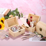 Aodaer 4 Pieces Unfinished Wood Treasure Chest Decorative Pine Wood Box with Hinged Lid and Locking Clasp Plain Decorate Wooden Boxes for Art Hobbies DIY Jewelry Gift Storage Aodaer