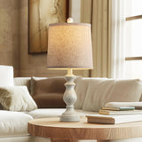 PARTPHONER Traditional Table Lamp Set of 2, Rustic Farmhouse Table Lamps for Living Room Bedroom, 22" Bedside Desk Lamps Vintage Nightstand Lamps with Linen Shades, Antique White PARTPHONER