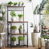 Furologee Rustic Brown Kitchen Bakers Rack with Hutch & 4-Tier Storage Furologee