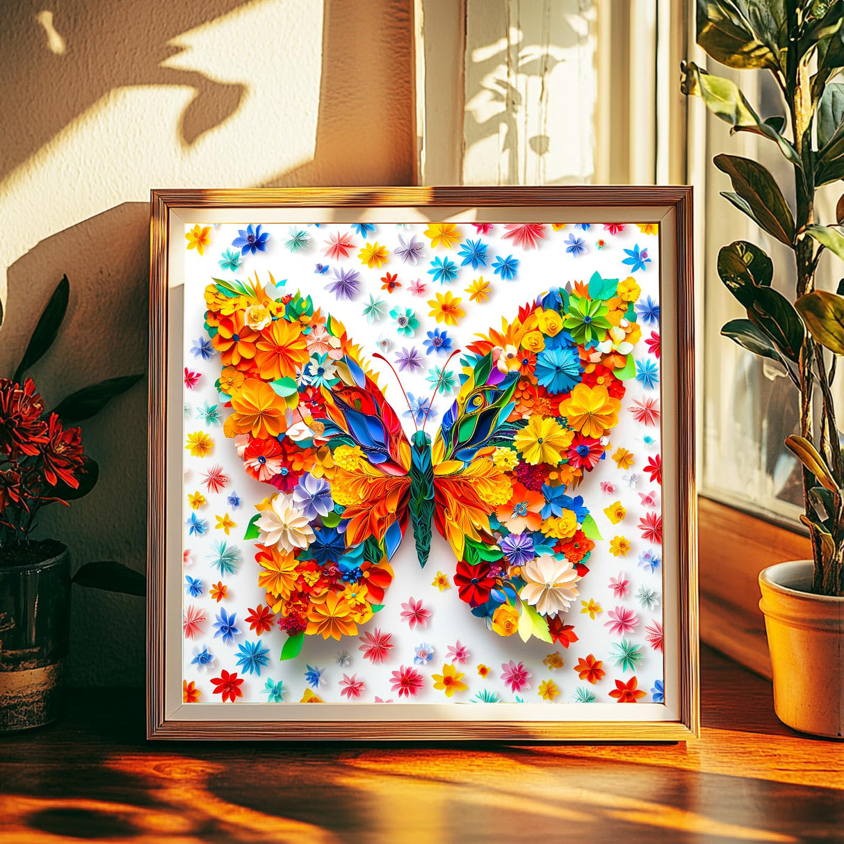 Bgraamiens Puzzle-Paper Art Butterfly-1000 Pieces Paper Flower Butterfly Puzzle for Adults, Unique Flowers Art Puzzle, Impossible Puzzle Color Challenge Puzzle for Adults Bgraamiens