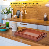 Prosumers Choice Wooden Tray - Dark Wood Serving Trays with Handles - Nesting Design for Space Saving - Wooden Serving Tray for Food, Drinks, Snacks - Set of 3 Prosumer's Choice