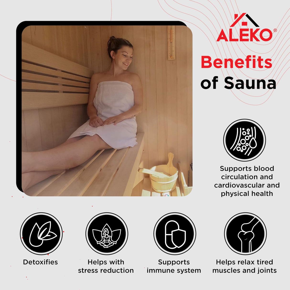 ALEKO Traditional Indoor Sauna | Wet Steam Dry | LED Lights | Canadian Hemlock Wood | 4 Person | Sauna Powered by UL Certified 4.5 kW Harvia Sauna Heater | STHE4INNY ALEKO