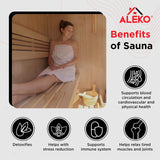 ALEKO Traditional Indoor Sauna | Wet Steam Dry | LED Lights | Canadian Hemlock Wood | 4 Person | Sauna Powered by UL Certified 4.5 kW Harvia Sauna Heater | STHE4INNY ALEKO
