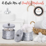 Autumn Alley Rustic Farmhouse Glass and Galvanized Bathroom Accessories Set (4 PCS) - Lotion Soap Dispenser, Toothbrush Holder, 2 Apothecary Jars (Qtip Holder) - Rustic Farmhouse Bathroom Decor Autumn Alley