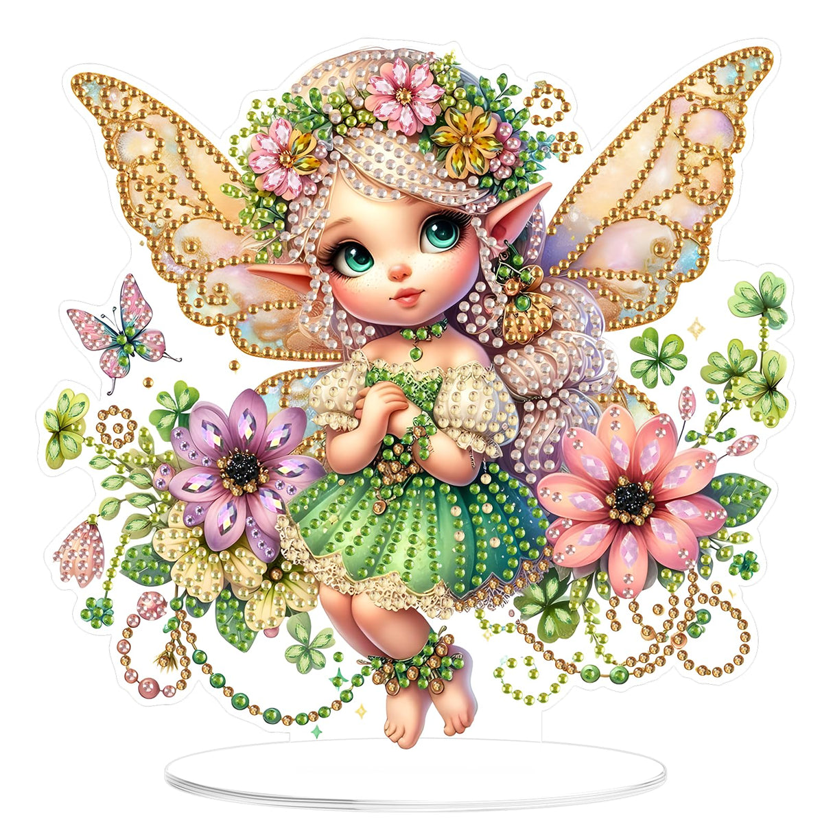 MOGTAA Fairy Diamond Art Desktop Ornaments Kits for Adults, DIY Flowers Diamond Art Painting Tabletop Ornament Kit, Special Shaped Crystal Gem Art Crafts for Home Office Table Decor Gift MOGTAA