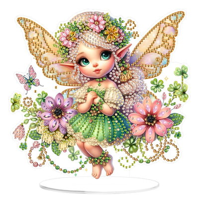 MOGTAA Fairy Diamond Art Desktop Ornaments Kits for Adults, DIY Flowers Diamond Art Painting Tabletop Ornament Kit, Special Shaped Crystal Gem Art Crafts for Home Office Table Decor Gift