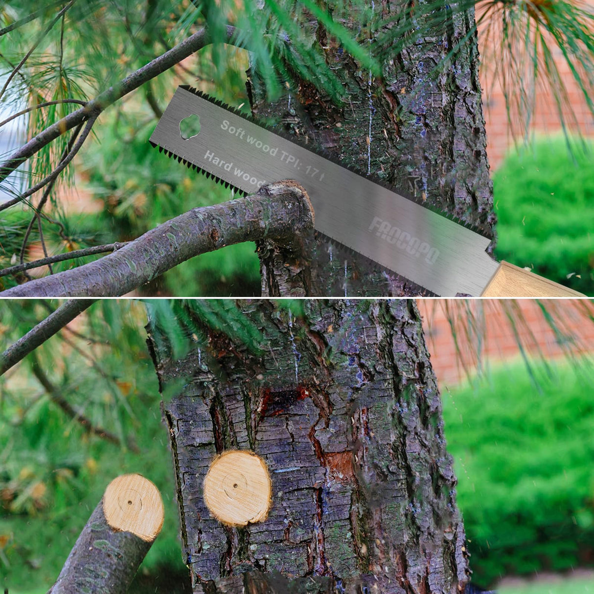 Frocopo Hand Saw Woodworking Tools, 6-Inch Pull Saw, Flexible Double-Edge Blade 17/11 TPI, Japanese Flush Cut for DIY Craft, Non-Slip Wood Handle, Sharp & Lightweight for Woodworking and Garden Trim Frocopo