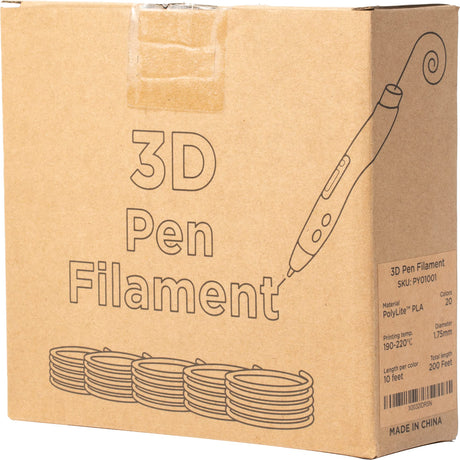 Polymaker 3D Pen Filament Refills 1.75mm PLA, 20 Colors, 10 Feet Each Color PLA Filament 3D Pen Refills, 200 Feet in Total POLYMAKER
