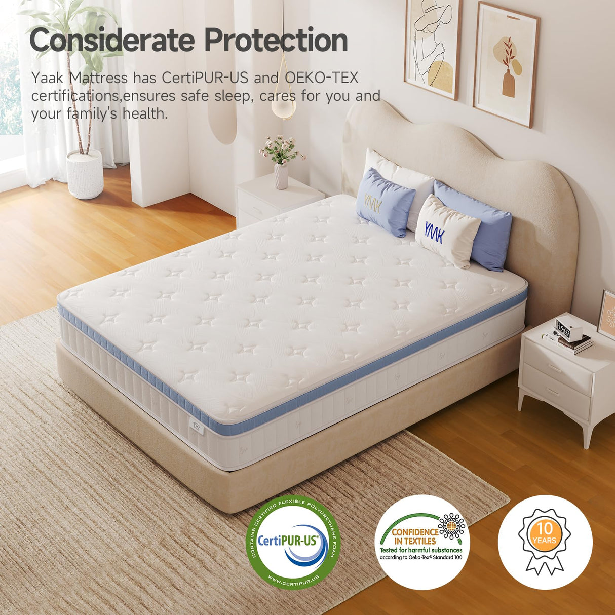 Yaak Twin Mattress 8 Inch, Hybrid Mattress in a Box Twin Size, Individual Pocket Spring Single Bed Mattress with Breathable Memory Foam, Pressure Relief, Medium Firm Twin Size Mattress 75"x39"x8" Yaak