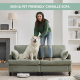 Opiesit 68.9” Loveseat Sofa Couch, Modern Comfy 2 Seat Chenille Couches, Spring Cushions & Solid Wood Frame, Small Couch with LED Light/USB Charging Function for Living Room, Bedroom, Apartment, Cyan Opiesit