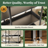 Huuger 5 Tier Bookshelf, Display Bookshelf with 10 Open Shelves and Raised Baffle, 47.2 Inch Straight Wide Bookcase with Metal Frame and Wooden Board, Adjustable Feet, Black Huuger