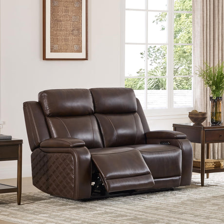 Watson & Whitely Genuine Leather Power Loveseat Recliner Sofa, Zero Gravity Reclining Loveseat with Power Headrest & Hidden Storage, Charging Ports, Dual Recliner Sofas for Living Room, Dark Brown Watson & Whitely