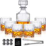 Whiskey Decanter Set for Men, Whiskey Glasses and Decanter with Cooling Stones Clear Glass Whisky Liquor Decanter Set for Whiskey Bourbon Rum Men Fathers'Gift INFTYLE