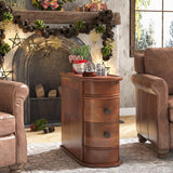 Tribesigns Wood End Table Set of 2, Narrow Solid Side Table 2-Drawer Slim Chair Side Table, No Assembly Required, Finished Back, Walnut Tribesigns