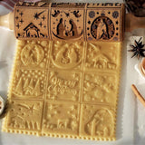 XINBADA Christmas Nativity Embossed Rolling Pin - Perfect Christmas Baking Supplies for Cookie Decorating,Wooden Rolling Pin for Cookies & Pastries,Christmas Theme Cookie Mold XINBADA