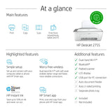 HP DeskJet 2755 All-in-One Wireless Printer Scanner Copier Instant Ink Ready Mobile Print Black 7.5ppm Color 5.5ppm Wifi Inkjet Computer Printers for Home Use and Office, 3XV17A (Renewed) HP