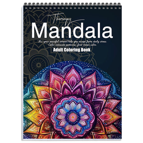 Mandala Coloring Book for Adults Relaxation, 24 Patterns Adult Coloring Books for Women Stress Relief, Inspirational Gift for Women & Men, Spiral Bound Mindfulness Coloring Book, Single-Sided Print apolyone