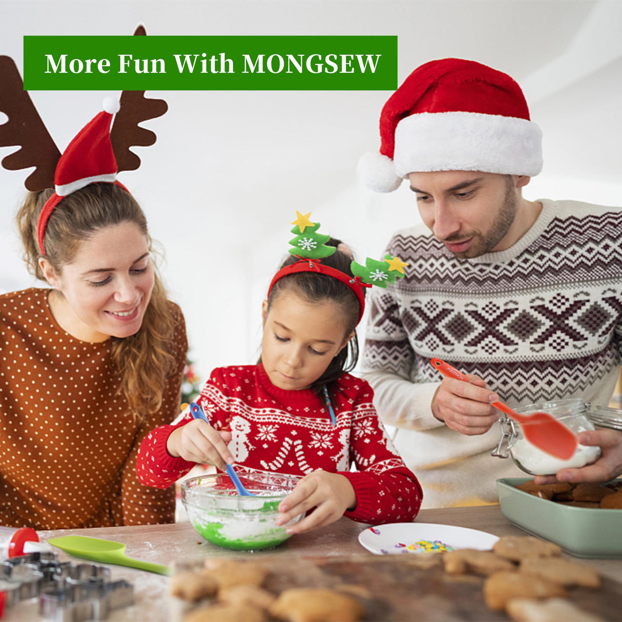 6PCS Silicone Spatulas, MONGSEW Food Grade Heat Resistant Rubber Spatula Set, Kitchen Spatulas for Baking, Cooking and Mixing, BPA-Free, Dishwasher Safe (Set of 6, Multi Colors) MONGSEW