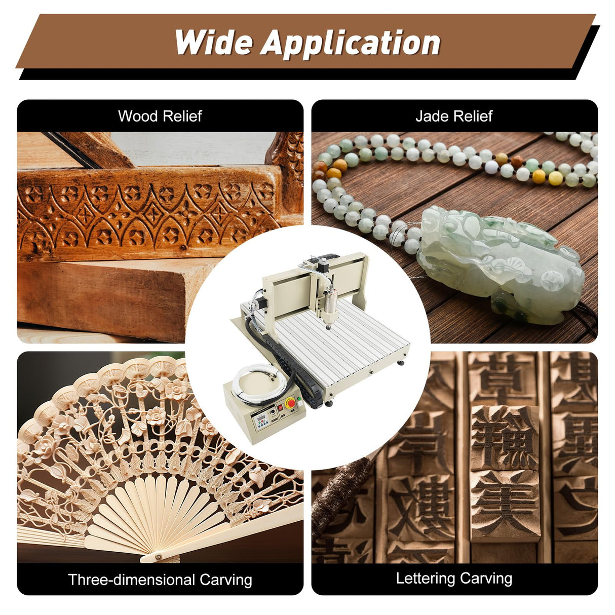 USB 4 Axis CNC 6090 Router Kit MACH3 Control +2.2KW CNC Router Small Wood Metal Engraving Milling Machine,3D Milling Engraving Machine with Controller for Wood Relief, Three-dimensional Carving AHULIN