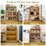 BONITURE Display Cabinet with Acrylic Glass Doors,3-Tiers Curio Cabinet with LED Lighting for Collectibles, Collectibles Toy Organizers Rack & Display Shelf Display Case Storage Cabinet, Nature BONITURE