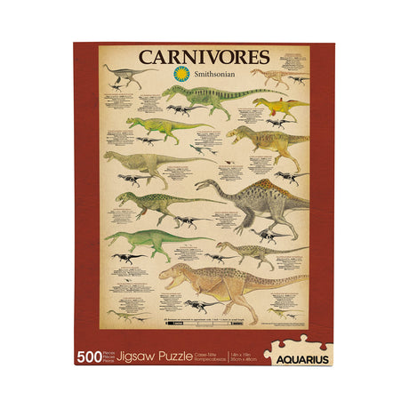 AQUARIUS Smithsonian Carnivore Dinosaurs Puzzle (500 Piece Jigsaw Puzzle) - Glare Free - Precision Fit - Officially Licensed Smithsonian Merchandise & Collectibles - 14 x 19 Inches AQUARIUS
