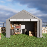 WTRAVEL 10x10 ft Outdoor Storage Shelter with Zipper Door, Portable Garages Shelters, Waterproof and UV Resistant Carport Shed for Bicycle, Motorcycle ATV, Lawn Mowers (10x10 FT) WTRAVEL