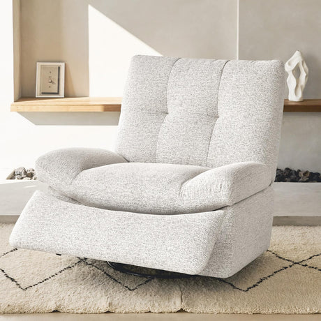 Nouhaus Swivel Rocking Chair Nursery, Oversized Glider Rocker Recliner Chairs w/Footrest, USB & Type-C Ports, Rocking Recliner Chair for Nursery, Living Room (Snooze Classic, Linen White) Nouhaus