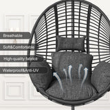 LUTINLIX Oversized Hanging Egg Chair Outdoor Indoor, Wicker Swing Egg Chair with Stand 400lbs Capacity for Bedroom, Patio, Garden and Balcony (Black-Regular, Oversize) LUTINLIX