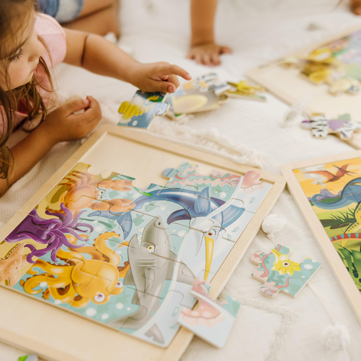 Melissa & Doug Jigsaw Puzzle Bundle (Dinosaur,Safari and Ocean) - Animal Puzzles, Wooden Jigsaw Puzzles For Kids Ages 3+ Melissa & Doug