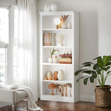 Furniwell 72" White 5-Shelf Tall Bookcase with Modern Design and Large Storage Capacity Furniwell