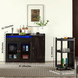 FOREST GRAVITY Smart Buffet Cabinet ，Sidecart brining Things Anywhere You Want,Coffee bar Cabinet, Liquor Cabinet,Sideboard Cabinet,Dancing LED Lighting, with 3 Doors,for Kitchen,Living Room,Black FOREST GRAVITY