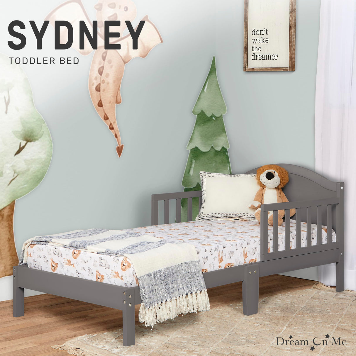 Dream On Me Sydney Toddler Bed in Steel Grey, Greenguard Gold Certified Dream On Me