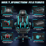 Vonesse Gaming Chair for Adults Gaming Chairs with Footrest Reclining Computer Gaming Chair for Heavy People Gamer Chair Big and Tall Ergonomic Game Chair Racing Chair with Lumbar Pillow(Teal/Cyan) Vonesse