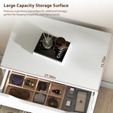 White Tall 5 Drawer Dresser for Bedroom with Hidden Storage Design, Large Modern Closet Dressers & Chests of Drawers with Cut-Out Handles, 27.6" L*15.8" W*45.3" H for Bedroom, Living Room, Nursery Jocoevol