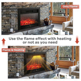 Giantex 28.5" Electric Fireplace Insert, Wall Recessed/Mounted, Freestanding Fireplace with Remote Control, 3 Color Adjustable Flames, 2 Modes Heat, 8 H Timer, 5 Brightness Settings, 750/1500W Heater Giantex