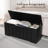 VANKILEY 47.2" Storage Chest Extra Large,Storage Trunk with 2 Safety Hinges,Wooden Storage Bench,Shoe Bench,47.2x15.7x19.1 Inch,Easy Assembly,Storage Bench for Bedroom,Living Room,entryway(Black). VANKILEY