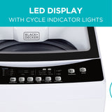 BLACK+DECKER 3.0 Cu. Ft. Portable Washer, 26.5 lb. Capacity Washing Machine, 6 Cycles, Quick Connect Sink Adapter and Drain Hose Included, Transparent Lid & LED Display, BPW30MW, White BLACK+DECKER