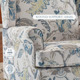 MELLCOM Floral Accent Chair, High Back Upholstered Armchair with Solid Legs, Leisure Single Sofa Chair for Living Room, Bedroom, Home Office, Blue Floral MELLCOM