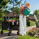 Folding Wagon Cart with Wheels Foldable - Collapsible Wagons Carts Heavy Duty, Fold Up Portable Utility Wagon for Grocery Beach Sports Fishing Camping Shopping ROSONG ROSONG