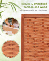 JOSTYLE Room Divider with Natural Bamboo, 6-Panel Folding Privacy Screen Room Divider- Saddle Brown JOSTYLE