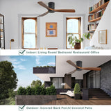 CACI Mall 52 Inch Ceiling Fan with Remote Control, Low Profile Flush Mount Ceiling Fan without Light, 3 Walnut Wood Ceiling Fan No Light, Noiseless Reversible ETL DC Motor with Timer CACI Mall