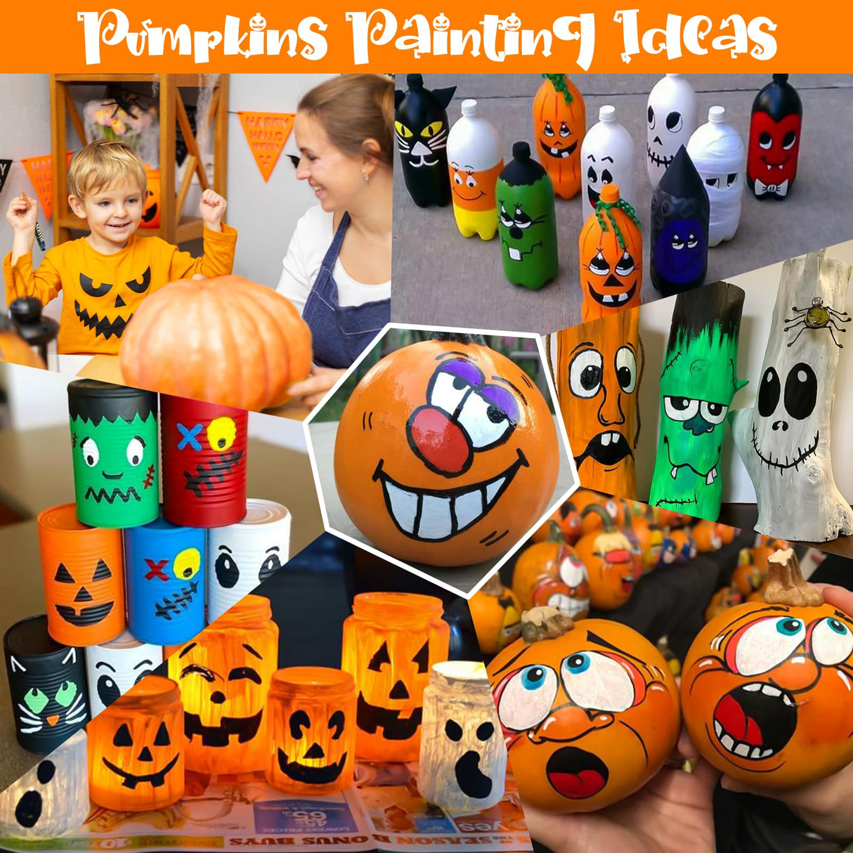 SFAIH Halloween Pumpkin Acrylic Paint Markers Pens - 60 Colors Pumpkin Markers for Rock Painting, Pumpkin Painting, Wood, Metal, Fabric, Plastic, Canvas, Glass, Ceramic, Diy Crafts, 3mm Medium Tip SFAIH