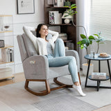 COCO DESIGN Rocking Chair Nursery Indoor with Thick Cushion, Modern Design for Living Room, Bedroom, Durable Wooden Frame with Soft Fabric, Comfortable for Reading, Gray COCO DESIGN