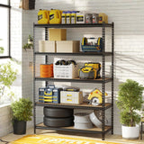 GarveeTech 5 Tier Garage Storage Shelves, Heavy Duty Utility Shelves Metal Shelving Unit, 48"L x 18"W x 73"H Adjustable Storage Shelves Utility Rack for Garage Kitchen Basement Pantry Laundry, Black GarveeTech