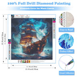 Diamond Art Kits for Adults, 5D Diamond Painting Kits, Pirate Ship Dimond Art Paintings Kit, Diamond Dot, Gem Painting Kit, Crafts for Adults, Paint by Diamonds, Home Wall Decor Gifts (14x14inch) Rekxtmo