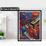 Bimkole 5D Diamond Art Kits for Adults Guitar Piano, Full Drill Musical Notes DIY Rhinestone Embroidery Set Paint with Diamonds Art by Number Kits Cross Stitch Home Wall Craft Decoration 12X16 Inch Bimkole