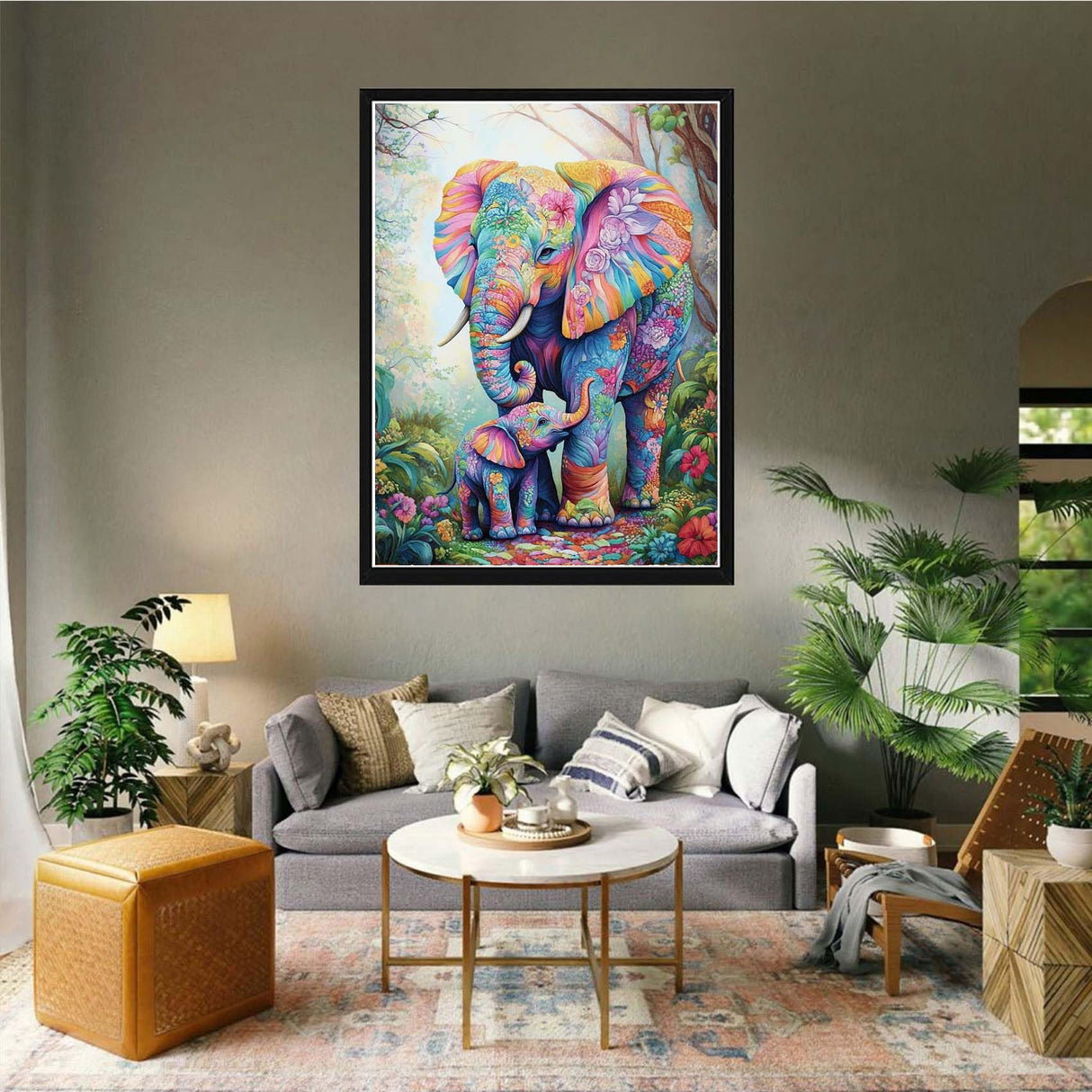 VAIIEYO 5D DIY Diamond Art Kits for Adults Elephant, Diamond Painting Animal, Paint by Numbers Full Drill Round Rhinestone Craft Canvas for Home Wall Decor Gift 12x16 inch-28 VAIIEYO
