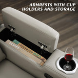 Neptane Dual Motor Power Reclining Loveseat with Wireless Charge, Power Loveseat Recliner Sofa with Adjustable Headrest/LED Light/Armrest Storage, Wall Hugger Couches for Living Room (Grey, 2 Seater) Neptane